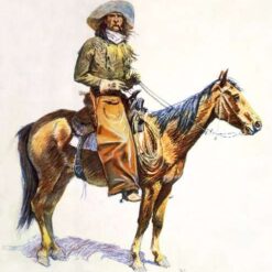 Hand-painted oil reproduction of Frederic Remington's Western painting Arizona cow-boy on vertical canvas