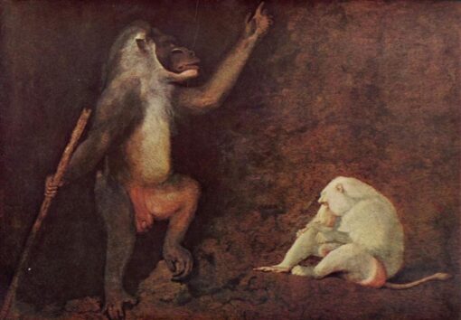 George Stubbs / Pavian and Albino Makake (c.1780) Romanticism – Hand-Painted Oil Reproduction by Dafen Village Studio