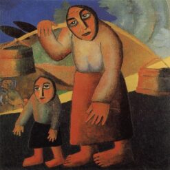 Kazimir Malevich Peasant Woman with Buckets and a Child 1912 Stedelijk Museum hand painted cubo futurist oil painting reproduction by Dafen Village Studio