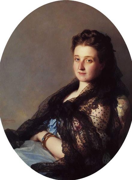 Franz Xaver Winterhalter / Portrait of a Lady (1872) Neo-Rococo – Hand-Painted Oil Reproduction by Dafen Village Studio