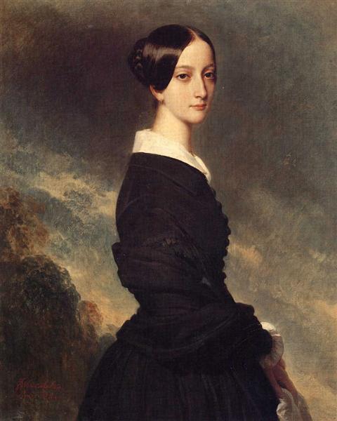 Franz Xaver Winterhalter – Portrait of Francisca Caroline de Bragança (1844) Neo-Rococo – Hand-Painted Oil Reproduction by Dafen Village Studio