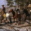 Frederic Remington / Prospecting For Cattle Range (1889) Western Art – Hand-Painted Oil Reproduction by Dafen Village Studio 2 Hand-painted oil reproduction of Frederic Remington Prospecting For Cattle Range depicting cowboys scouting open grazing land on horseback