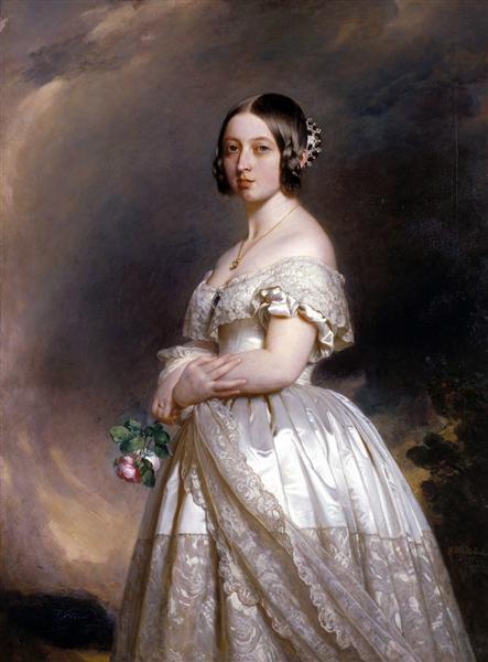 Franz Xaver Winterhalter / Queen Victoria (1842) Neo-Rococo Royal State Portrait – Hand-Painted Oil Reproduction by Dafen Village Studio