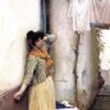 Resting (c.1886) by John William Waterhouse - Hand-Painted Oil/Watercolor Painting Reproduction 2 Reproduction artistique peinte à la main de l’œuvre *Resting* (vers 1886) de John William Waterhouse