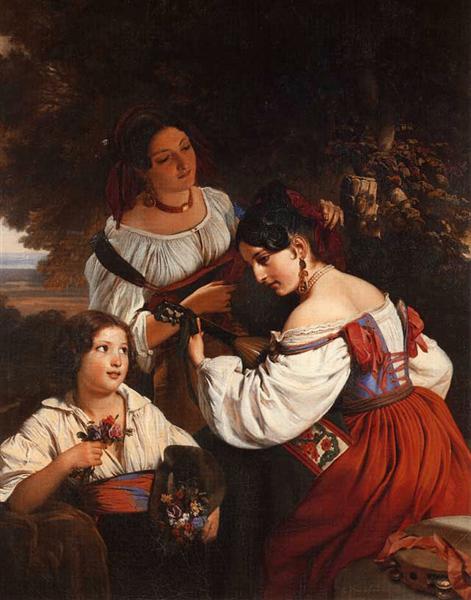 Franz Xaver Winterhalter / Roman Genre Scene (1833) Romanticism – Hand-Painted Oil Reproduction by Dafen Village Studio