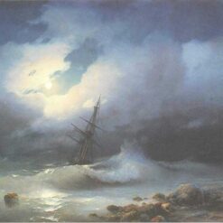 Hand painted oil painting reproduction of Rough sea at night 1853 by Ivan Aivazovsky