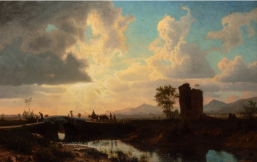 „Das Po-Tal“ von Albert Bierstadt – Handgemalte Ölgemälde-Reproduktion