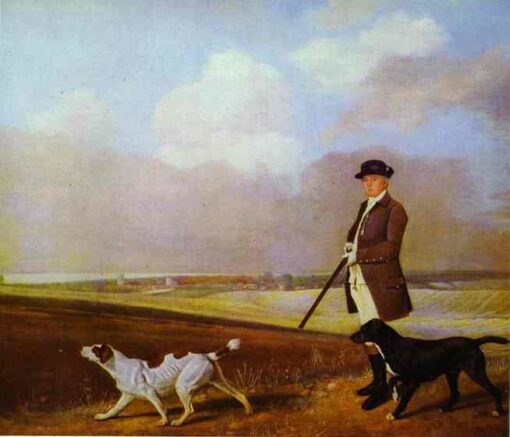 George Stubbs / Sir John Nelthorpe, 6th Baronet out Shooting with his Dogs in Barton Field, Lincolnshire (1776) Romanticism – Hand-Painted Oil Reproduction by Dafen Village Studio