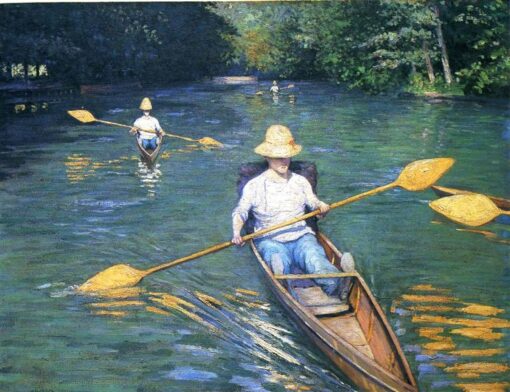 Gustave Caillebotte: Skiffs on the Yerres (1877) Impressionist Masterpiece – Hand-Painted Oil Reproduction by Dafen Village Studio