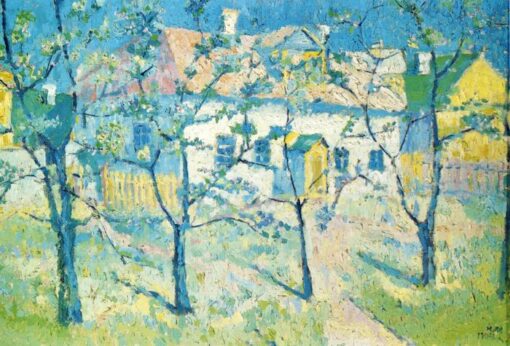 Kazimir Malevich Spring Garden in Blossom (1904) Impressionism – Hand-Painted Oil Reproduction by Dafen Village Studio