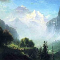 Hand-painted oil painting reproduction of Staubbach Falls Near Lauterbrunnen Switzerland by Albert Bierstadt