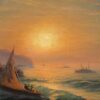 Hand-Painted "Sunset at Sea" Oil Painting Reproduction – Ivan Aivazovsky Seascape | Dafen Studio Fine Art 2 Hand painted oil painting reproduction of Sunset at Sea by Ivan Aivazovsky