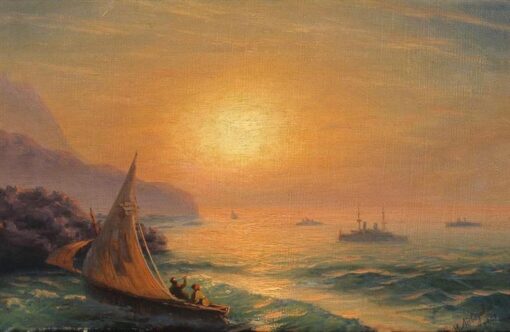 Hand-Painted “Sunset at Sea” Oil Painting Reproduction – Ivan Aivazovsky Seascape | Dafen Studio Fine Art