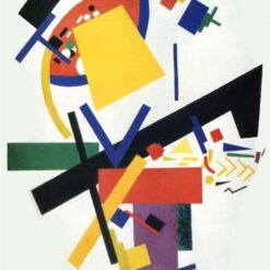 Hand-painted oil reproduction of Kazimir Malevich's 1915 Suprematism painting featuring geometric abstract shapes floating on canvas