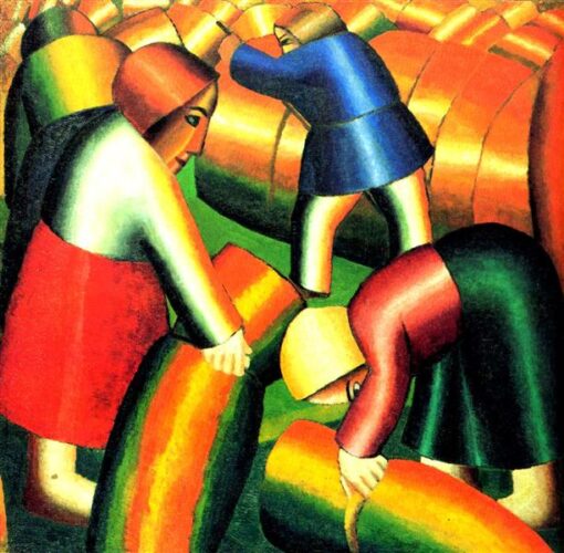 Kazimir Malevich Taking in the Harvest (1911) Cubist Peasant Cycle – Hand-Painted Oil Reproduction by Dafen Village Studio