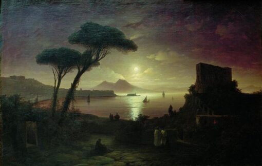 Hand-Painted “The Bay of Naples at Moonlight Night” (1842) Oil Painting Reproduction – Ivan Aivazovsky Seascape | Dafen Studio Fine Art