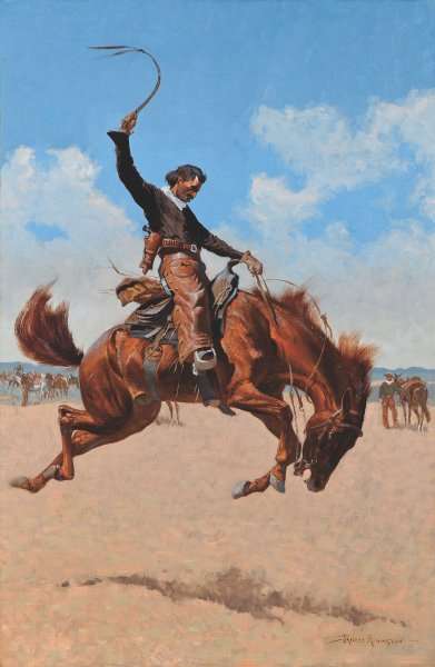 Frederic Remington / The Bronco Buster (1895) Western Art – Hand-Painted Oil Reproduction by Dafen Village Studio