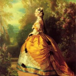 Hand-painted oil reproduction of Franz Xaver Winterhalter's 1854 portrait of Empress Eugénie de Montijo in Neo-Rococo style by Dafen Village Studio.