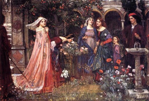 The Enchanted Garden (1916-1917) by John William Waterhouse – Hand-Painted Oil Painting Reproduction