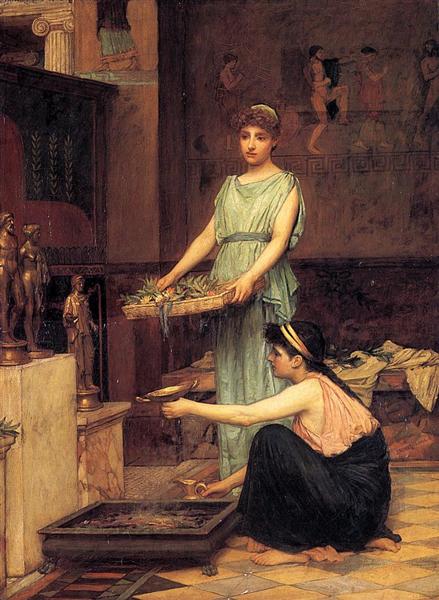 The Household Gods (1880) by John William Waterhouse – Hand-Painted Oil Painting Reproduction