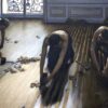 Gustave Caillebotte: The Floor Scrapers (1875) Impressionist Masterpiece – Hand-Painted Oil Reproduction by Dafen Village Studio 1 Hand-painted oil painting reproduction of Gustave Caillebotte The Floor Scrapers showing woodworkers refinishing parquet floor in light-filled Paris apartment