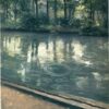 Gustave Caillebotte: The Yerres, Rain (1875) Impressionist Masterpiece – Hand-Painted Oil Reproduction by Dafen Village Studio 2 Hand-painted oil painting reproduction of Gustave Caillebotte The Yerres Rain showing rain ripples spreading on a river surface surrounded by green trees