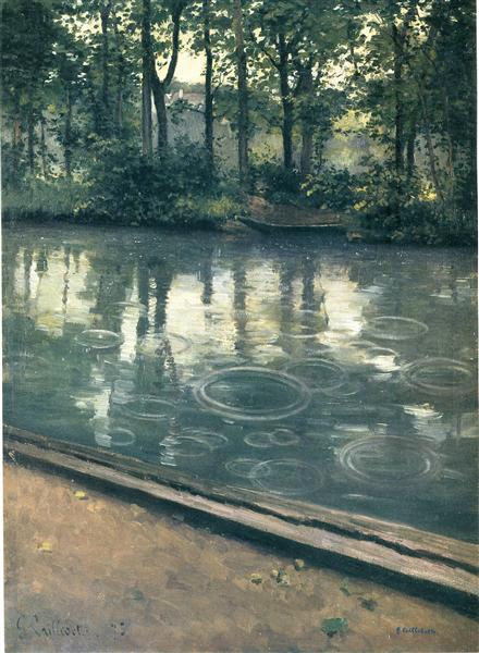 Gustave Caillebotte: The Yerres, Rain (1875) Impressionist Masterpiece – Hand-Painted Oil Reproduction by Dafen Village Studio