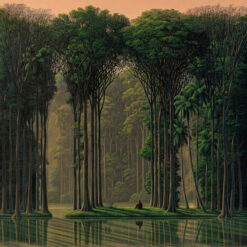 **Hand-Painted Tropical Forest Lake Oil Painting Reproduction | Museum Quality Realistic Jungle Landscape Wall Art**