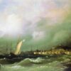 Hand-Painted "View of Feodosiya" (1845) Oil Painting Reproduction – Ivan Aivazovsky Seascape | Dafen Studio Fine Art 1 Hand painted oil painting reproduction of View of Feodosiya 1845 by Ivan Aivazovsky
