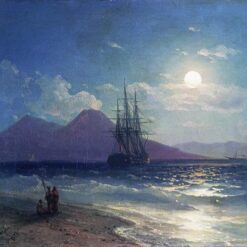 Hand painted oil painting reproduction of View of the sea at night 1873 by Ivan Aivazovsky