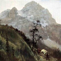 Hand-painted oil painting reproduction of Western Trail, The Rockies by Albert Bierstadt