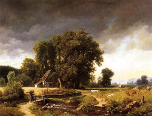 Westphalian Landscape by Albert Bierstadt – Hand-Painted Oil Painting Reproduction