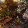 Gustave Caillebotte: Willows by the Yerres (c.1872) Impressionist Masterpiece – Hand-Painted Oil Reproduction by Dafen Village Studio 1 Hand-painted oil painting reproduction of Gustave Caillebotte Willows by the Yerres showing willow trees along a quiet riverbank
