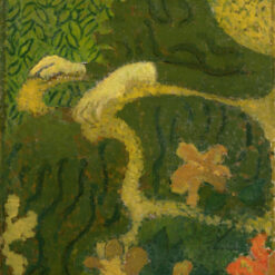 Hand-painted oil painting reproduction of Young Girl Sitting with a Rabbit by Pierre Bonnard, Japonism style oil on canvas.
