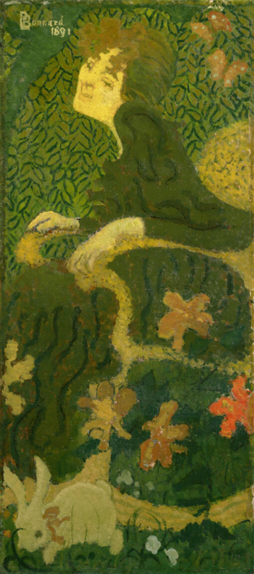 Young Girl Sitting with a Rabbit by Pierre Bonnard – Hand-Painted Oil Painting Reproduction