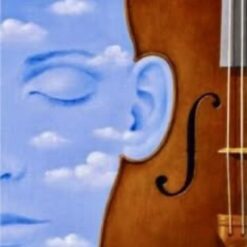 Surrealist Violin & Sky Symphony – 100% Hand-Painted Oil Painting on Pure Linen Canvas