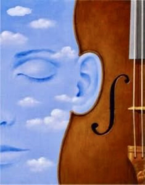 Surrealist Violin & Sky Symphony – 100% Hand-Painted Oil Painting on Pure Linen Canvas
