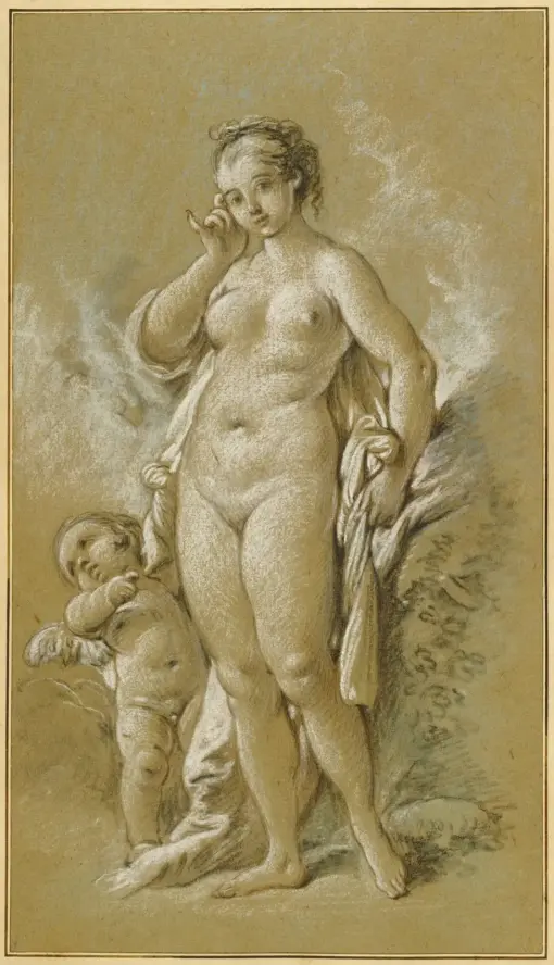 François Boucher – Venus and Cupid (c. 1750–1752) Rococo Mythological Art – Hand-Painted Oil Reproduction by Dafen Village Studio