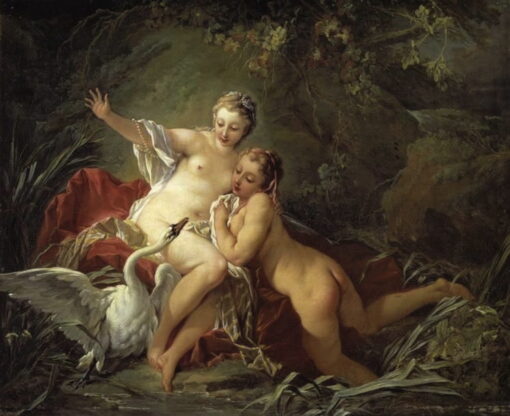 François Boucher – Leda and the Swan (1741) Rococo Mythological Art – Hand-Painted Oil Reproduction by Dafen Village Studio