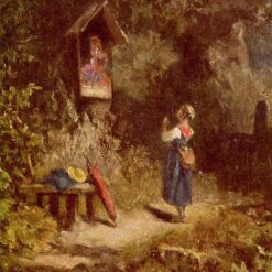 Hand-painted oil painting reproduction of Praying Peasant Girl in the Woods by Carl Spitzweg by Dafen Village Studio