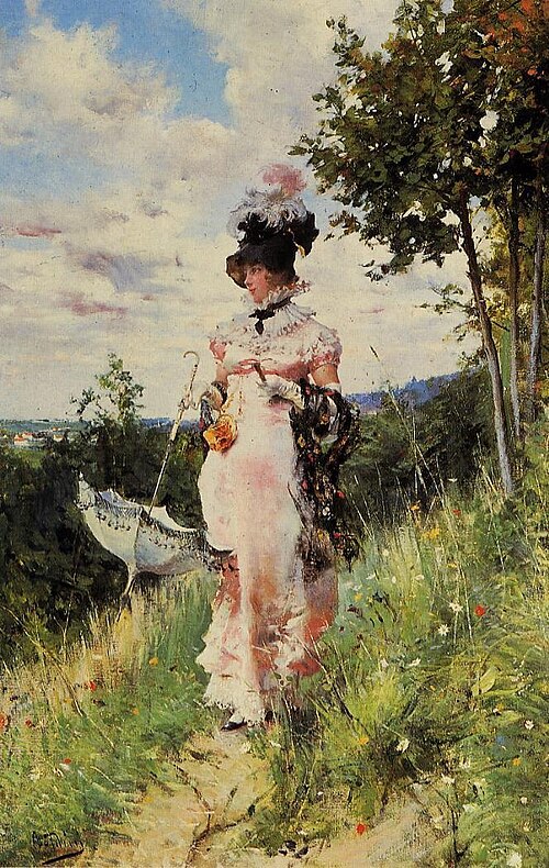 Giovanni Boldini – The Summer Stroll (1873) Realism – Hand-Painted Oil Reproduction by Dafen Village Studio
