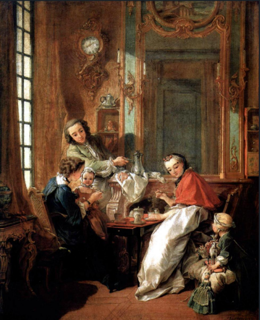 François Boucher – Breakfast (Le Déjeuner) (1739) Rococo Genre Art – Hand-Painted Oil Reproduction by Dafen Village Studio