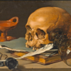 Pieter Claesz - Still Life. Skull and Writing Quill (1628) Baroque Vanitas – Hand-Painted Oil Reproduction by Dafen Village Studio 1 Hand-painted oil reproduction of Pieter Claesz Still Life Skull and Writing Quill 1628 Vanitas Met Museum by Dafen Village Studio