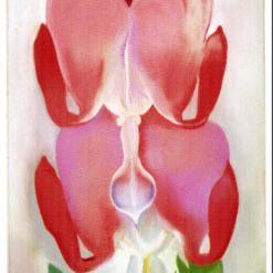 Bleeding Heart (1932) by Georgia O'Keeffe depicting a magnified Precisionist abstract study of bleeding heart flower blossoms with smooth color gradients.