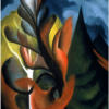 Georgia O'Keeffe Maple and Cedar, Lake George (1922) Hand-Painted Oil Reproduction 2 Frontal view of Georgia O'Keeffe Maple and Cedar, Lake George hand-painted oil painting reproduction on canvas