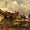 Hand-Painted Oil Painting Reproduction: A Farmyard near Fontainebleau by Camille Corot 1 Hand-painted oil painting reproduction of A Farmyard near Fontainebleau c.1828-1830 by Camille Corot