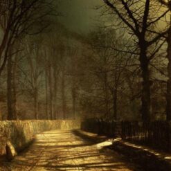 Hand-painted oil reproduction of John Atkinson Grimshaw A Moonlit Lane with Two Lovers by a Gate by Dafen Village Studio