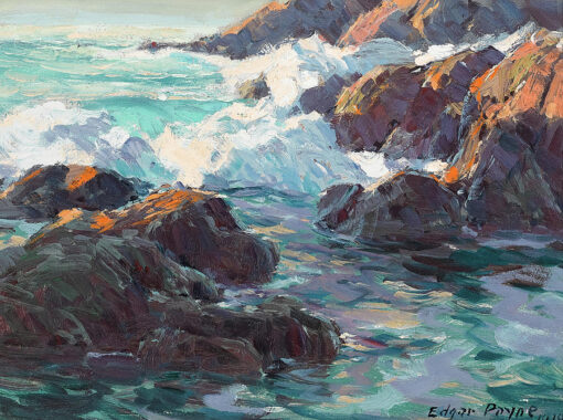 Edgar Payne – A Rocky Coastal Seascape Hand-Painted Oil Painting Reproduction by Dafen Studio