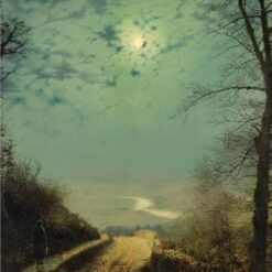 Hand-painted oil reproduction of John Atkinson Grimshaw A Wet Road By Moonlight Wharfedale by Dafen Village Studio