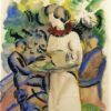 August Macke Afternoon in the Garden (1913) Expressionism – Hand-Painted Oil Reproduction by Dafen Village Studio 2 Hand-painted oil reproduction of August Macke's Afternoon in the Garden 1913 Expressionist garden scene by Dafen Village Studio